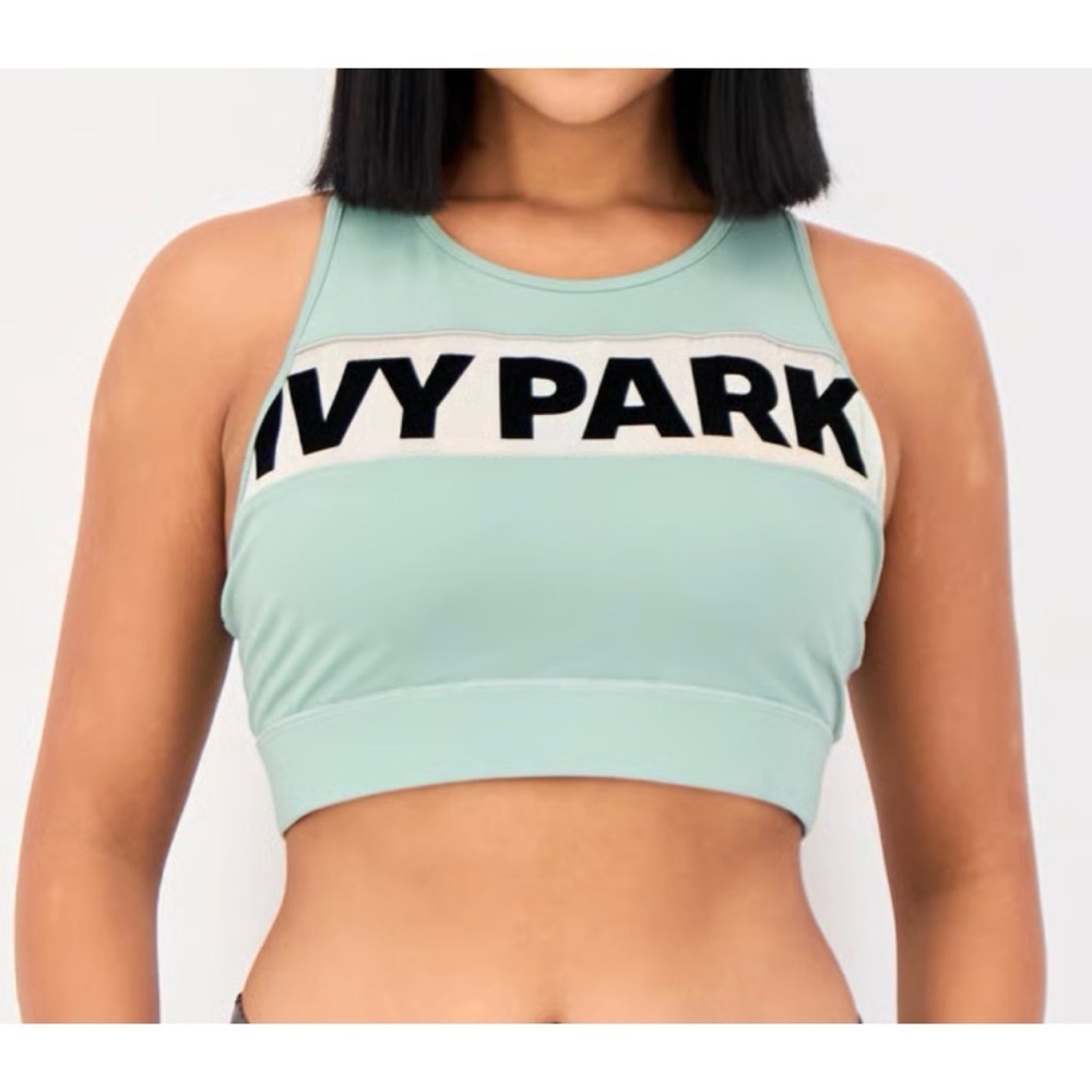 IVY PARK Brand Logo Sports Bra Sage